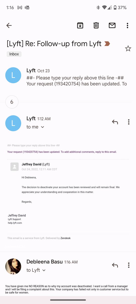 bdebs10's tweet photo. I'm extremely scared and angry at the way @lyft has responded to this critical situation. This driver made 2 confident women feel unsafe in his car, and if he can do that to us w/ @lyft support, he can do more to women in #Toronto 
#amplifythevoice #womensafety @BBBSToronto https://t.co/hkOFFXzI3q