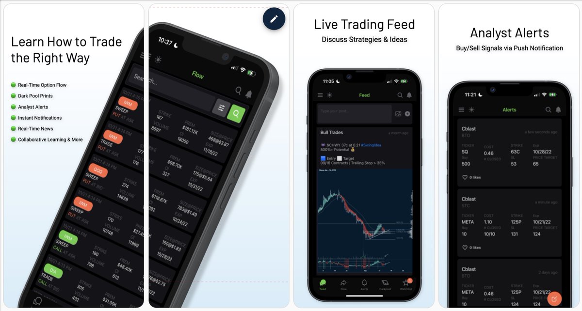 EnhancedMarket's tweet image. I’ll buy someone a one year Subscription to Bull Trades 🐂

To enter all you have to do is

- Like/Retweet ✅
- Follow: 🤝
@CblastBT 
@BulITrades 
@dcruzitm 
@GHOSTT878 
@Cedar_Options 

Winner will be Announced 11/1!! ( just in time for mobile app release 👀