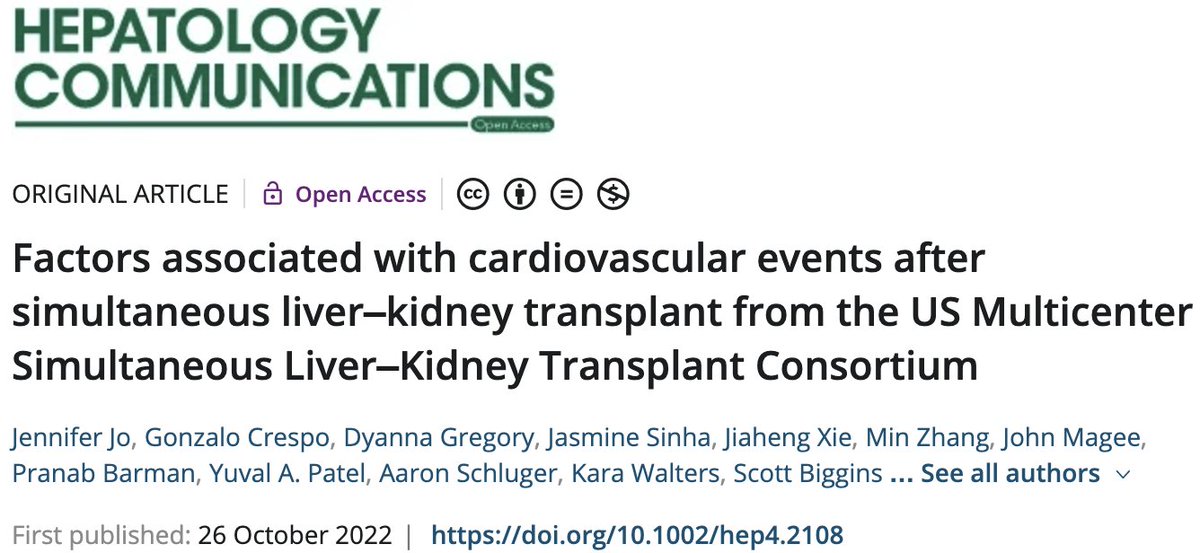 🥳💙Congratulations to Dr. Jennifer Jo on her first-author publication in @HepCommJournal examining cardiovascular events in simultaneous liver-kidney transplant recipients! aasldpubs.onlinelibrary.wiley.com/doi/10.1002/he…