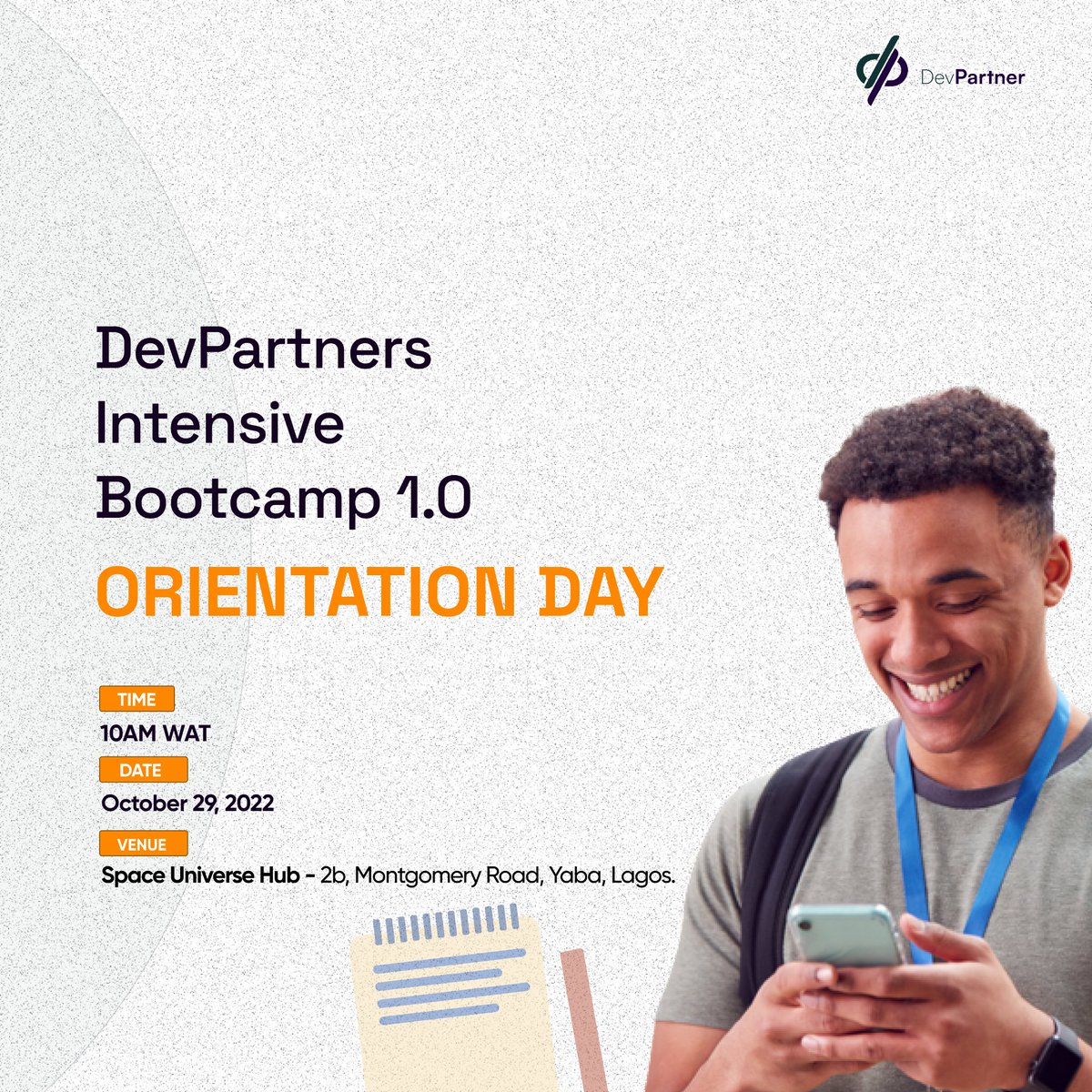 DevpartnersAfri's tweet photo. Congratulations to all the applicants who were selected for this bootcamp.
Classes kick of on Saturday, 29th October, 2022 with an orientation session by 10am. See you there!!!
#dataanalytics #Bootcamp #devpartners #SpaceUniverse https://t.co/cQHyZ9U0q4
