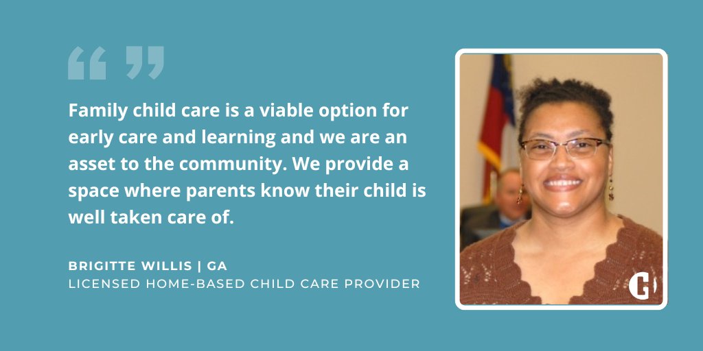 Brigitte started out as a family, friend and neighbor caregiver and became a licensed provider in 2017. In the beginning, she primarily supported military families with early morning child care so that soldiers could go to their morning trainings.

💚 Support #InHomeChildCare