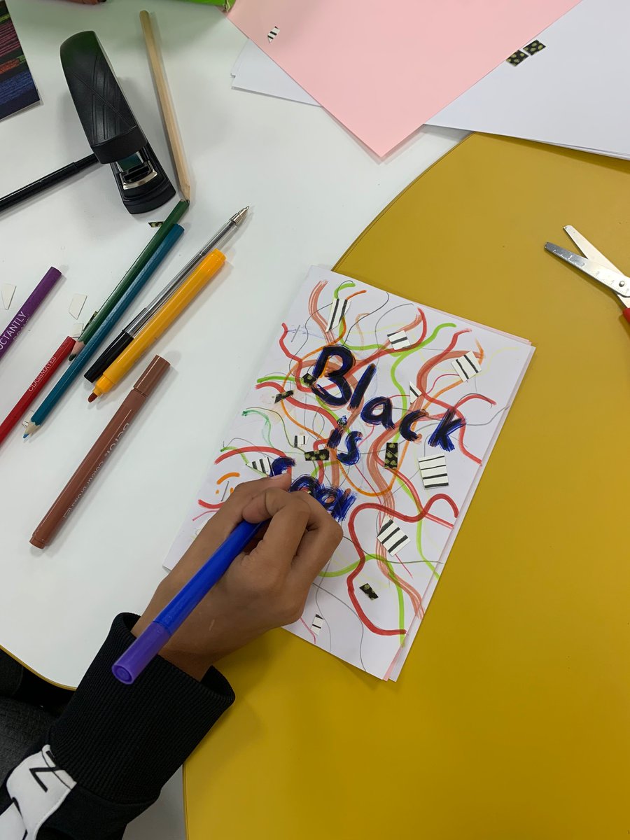 Sawda_P's tweet image. Pictures from today’s #BHM event at #ShoreditchLibrary where young people created their own books
Lovely illustrations and moving words ✨