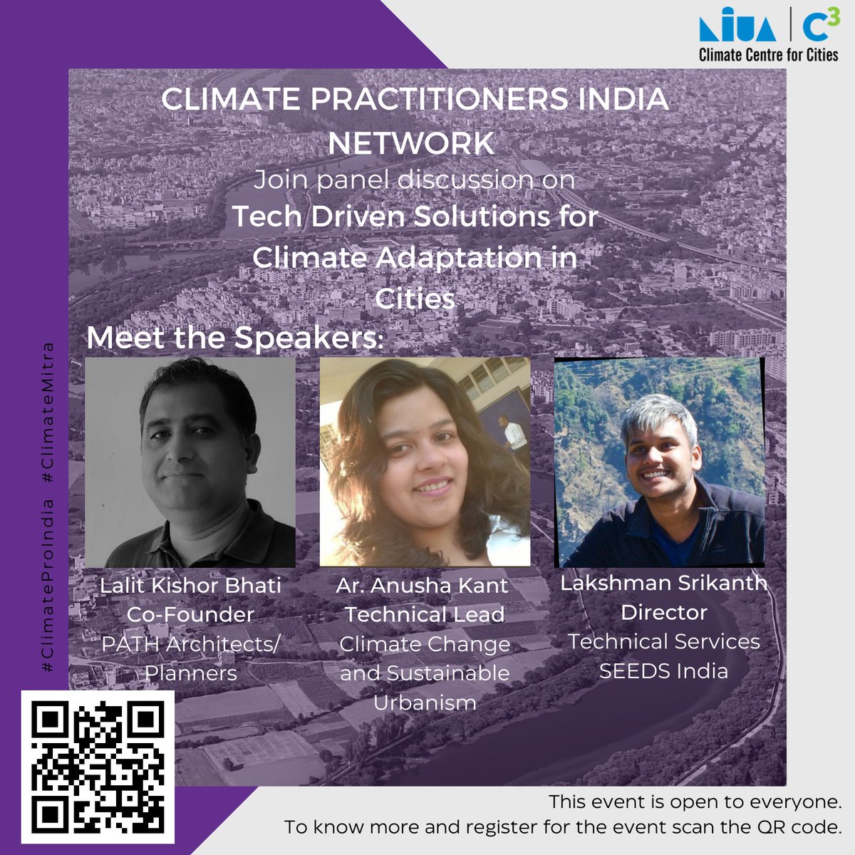C3_NIUA's tweet photo. Event Announcement! 🔊🔊🔊

To attend the upcoming event, follow the link below or scan the QR code:
https://t.co/HyReIwCLjZ

#ClimateProIndia #ClimateMitra #C3action #Climatechange #ClimateAction #BuildingClimateAction #ClimateCollaboration #India #ClimateNetwork https://t.co/JlVKhNPdyW