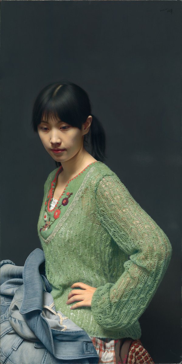 Questo è un dipinto dell'artista cinese Leng Jun. La sua arte è considerata la più realistica al mondo.