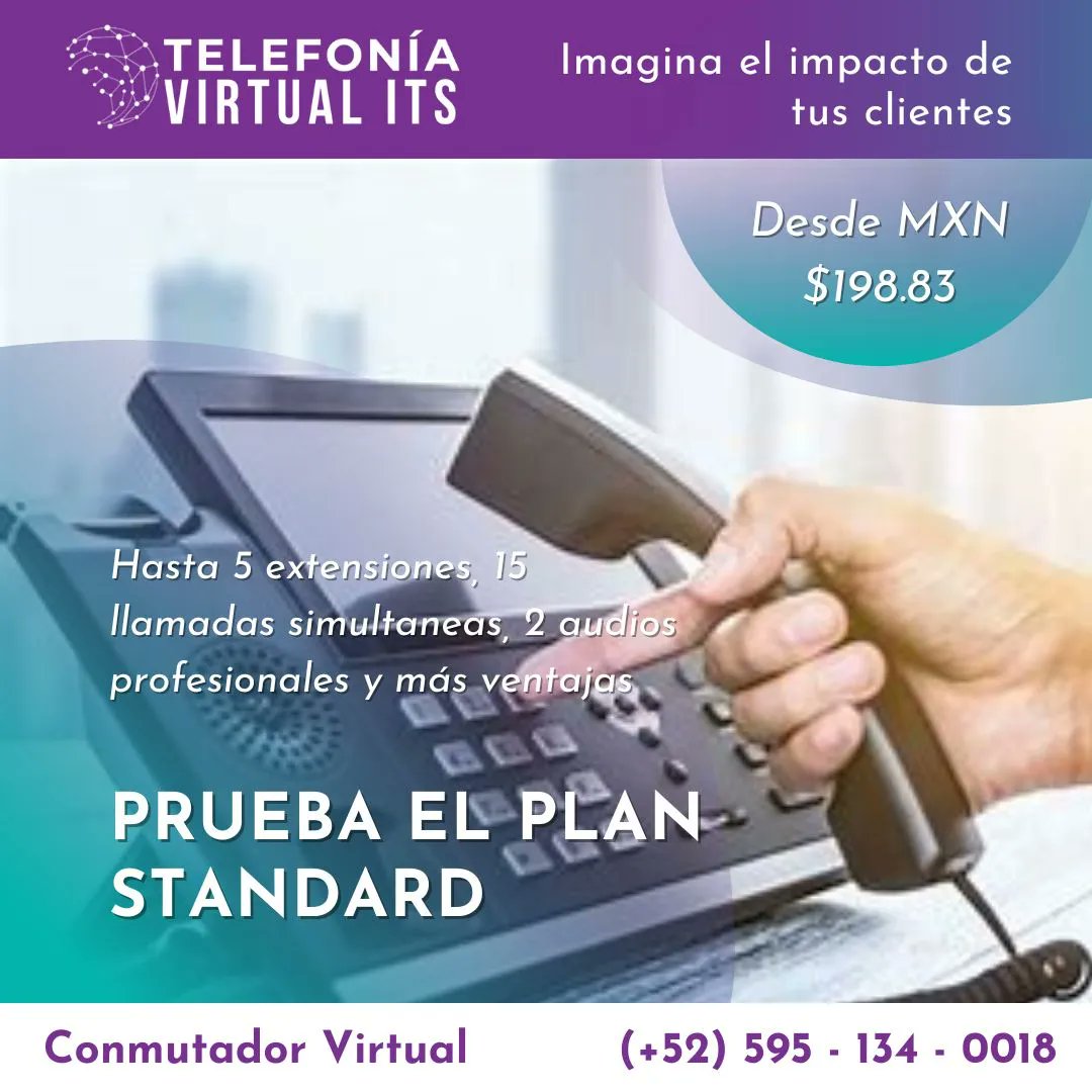 TelefonVirtual's tweet photo. Existen diversas opciones de servicio según las necesidades de cada empresa y se pueden agregar funcionalidades, según sea necesario, con el paso del tiempo. 
Descubre tu plan ideal: https://t.co/DzpYy4snVf 
#telefono #telefonia #telefoniavirtual #virtual https://t.co/194fVx3gl9