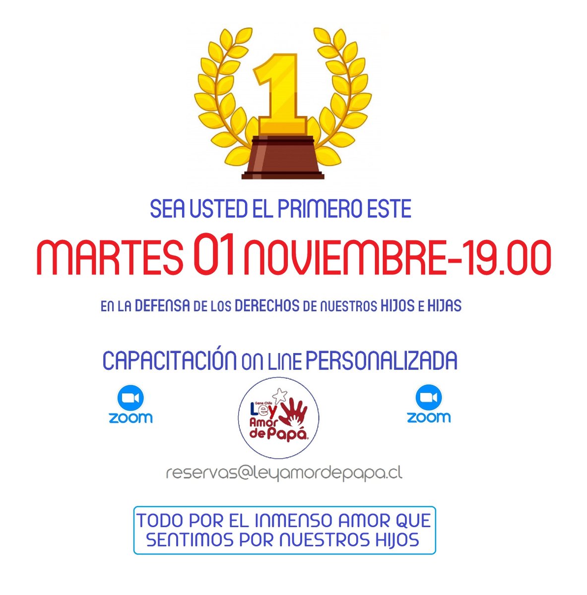 AmordePapa's tweet photo. ¡TODO LISTO! Le tenemos prereservado su #PRIMERLUGAR este #primerodenoviembre junto a los MEJORES PROFESIONALES, realmente especialistas en nuestra #LEYAMORDEPAPÁ

TODO POR EL INMENSO AMOR QUE SENTIMOS POR NUESTROS HIJOS

Infórmese en reservas@leyamordepapa.cl

¡VAMOS CON TODO! https://t.co/xQhFo8go8B