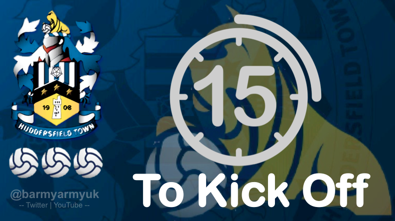 barmyarmyuk's tweet photo. COUNTDOWN TO KICK-OFF: FIFTEEN MINUTES | #Huddersfield Town vs #Millwall | #SKYBetChampionship | #htafc vs #mfc | #HTAFCvsMFC | #HUDMIL | https://t.co/KYzuYEED37