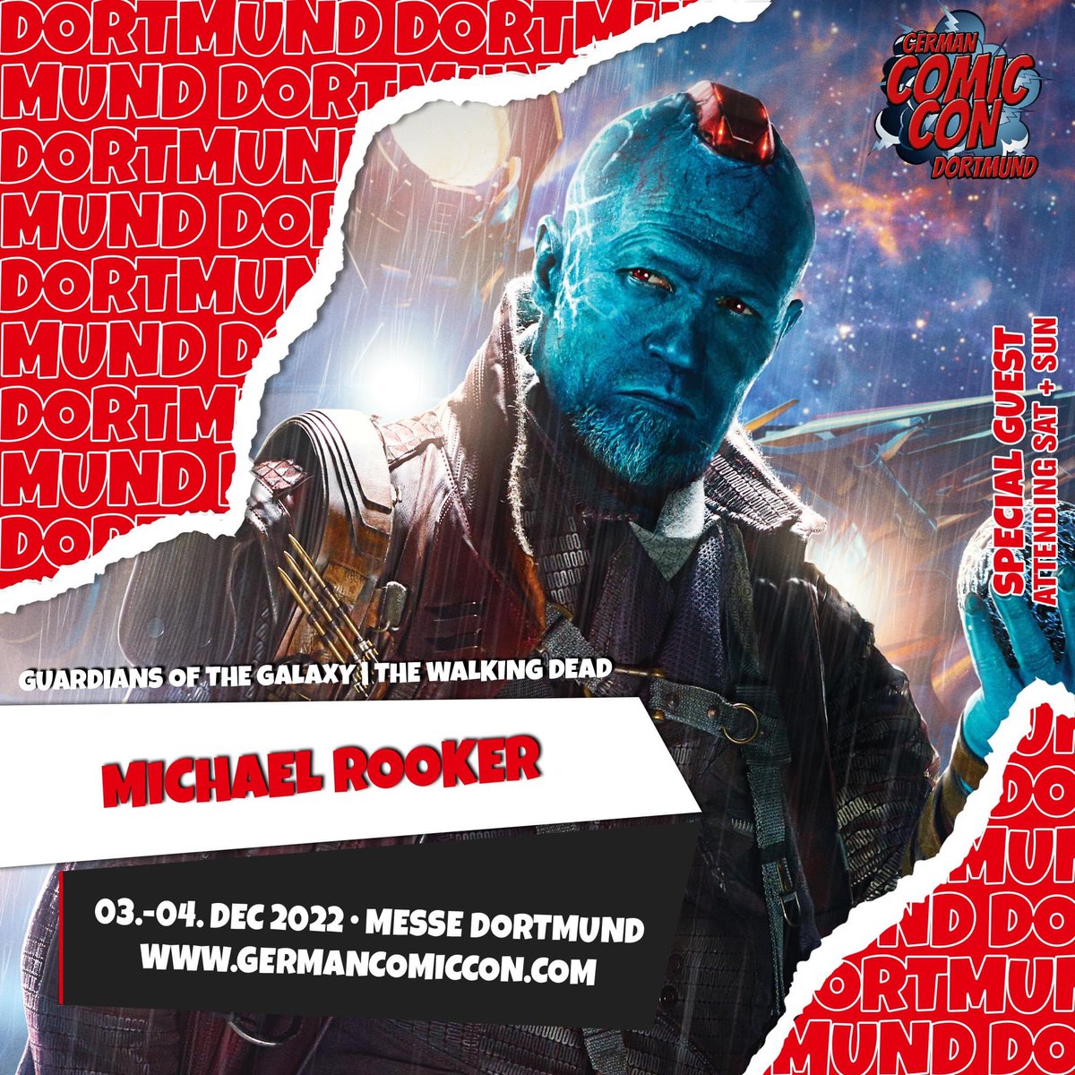 German Comic Con Dortmund, 3-4 Dezember 2022, Messe Dortmund
Tickets: bit.ly/3Q5vqm3

Freut euch auf @RookerOnline auf der German Comic Con Dortmund Winter Edition am 3-4 Dezember 2022 in der Messe Dortmund!!!