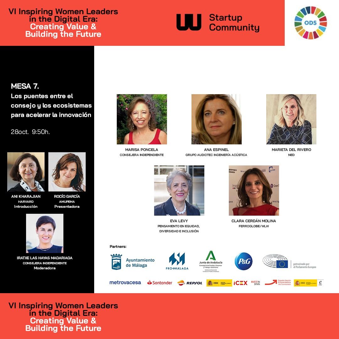 🚀🚀  VI Inspiring Women Leaders in the Digital Era 🚀 🚀

👉👉Regístrate aquí: bit.ly/3EvBZfk 

🚀 Mesa 7. Los puentes entre el consejo y los ecosistemas para acelerar la innovación 🚀🚀

#VIInspiringWomenLeaders #InspiringWomenLeaders #IWL2022 #DigitalWoman