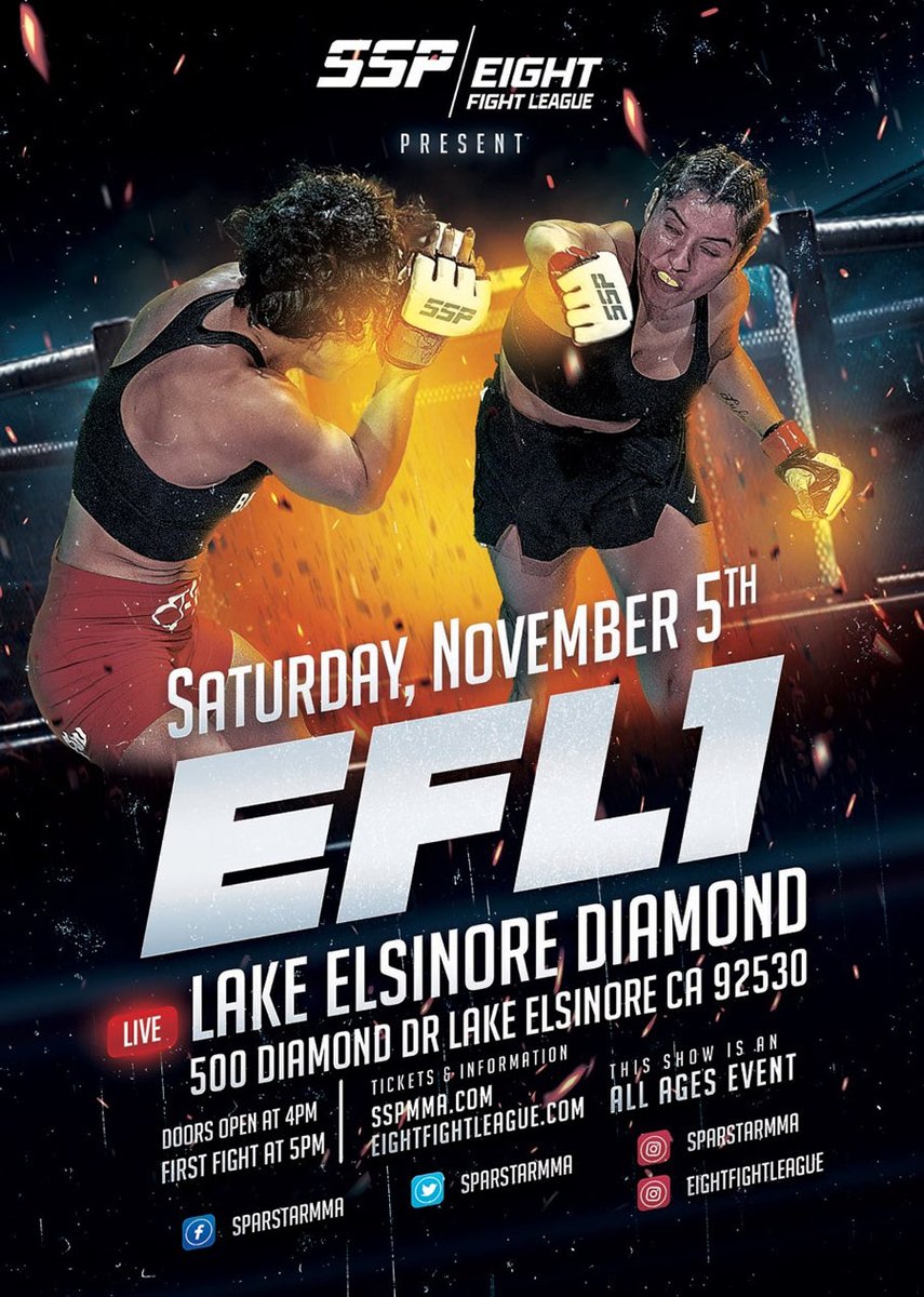 Can't make it to this weekend's event? Don't worry, we have three straight weekends of nonstop fun at The Diamond! On November 5th, we are holding over a dozen LIVE MMA fights from 5-10 PM! Get your tickets now for a brand new Diamond experience: diamondtaproom.com/efl