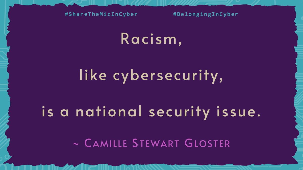 CorettaJackson's tweet image. 🧵| 
#Racism, 
like #cybersecurity,
 is a national security issue. ~ .@CamilleEsq || #ShareTheMicInCyber 
#CyberMonth
#CybersecurityAwarenessMonth 
#BelongingInCyber #quote #leadership