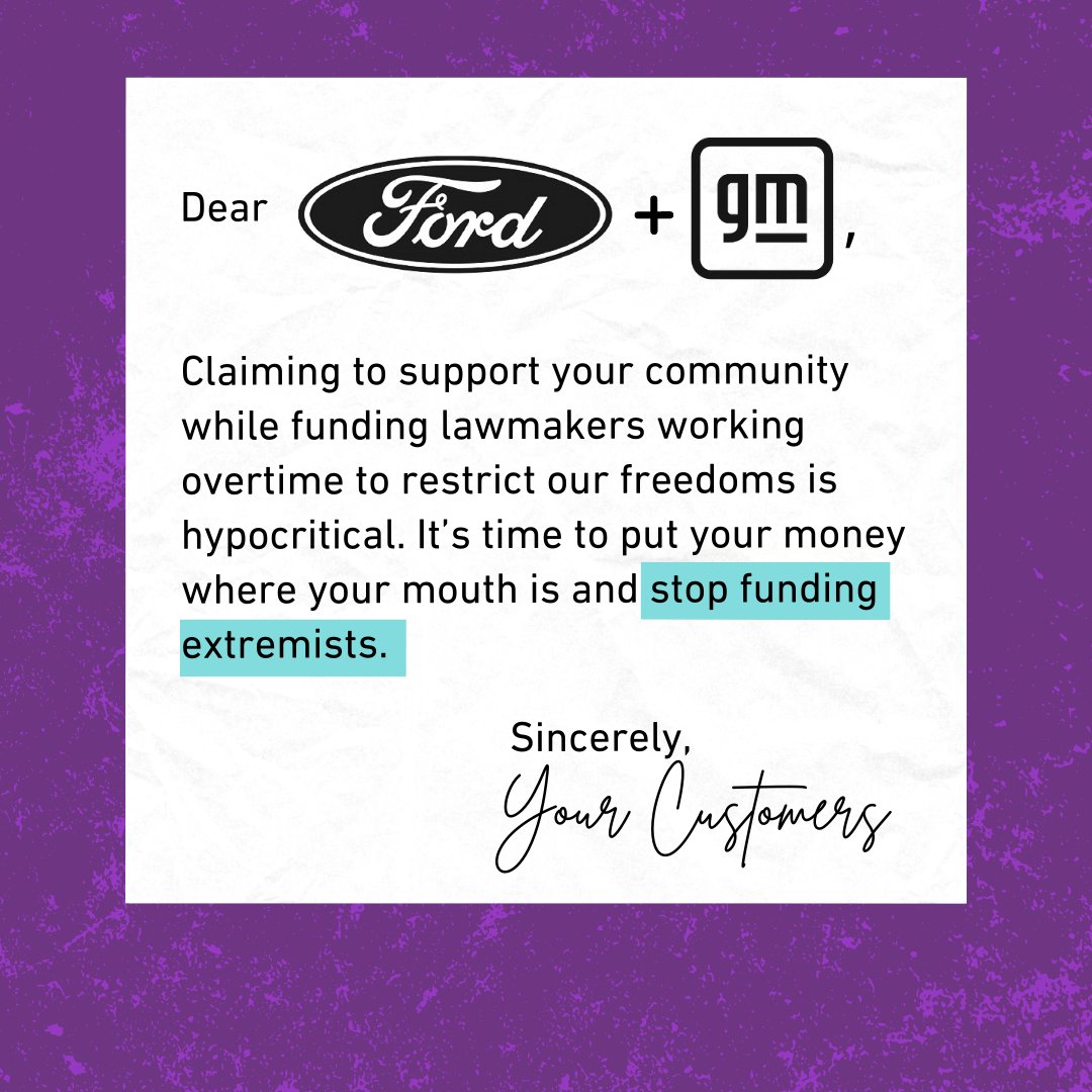 Detroit_Action's tweet photo. .@Ford & @GM are a major part of Michigan's DNA. But their bankrolling of extremist lawmakers restrict our freedoms & harm Michiganders.
Combined, they donated $450K+ to these lawmakers in Michigan since the 2016 cycle! #ReproReceipts
Take action: https://t.co/z1jEpqhVIC https://t.co/ETuq8nWsDv