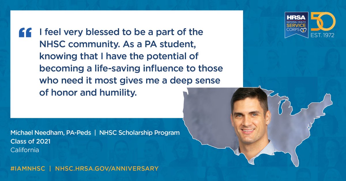 As an #NHSC #Scholar at @UCDavisHealth Michael is committed to caring for the underserved. As we celebrate the NHSC's 50th Anniversary and look toward the future of the program, we’re celebrating Michael as one of the #50Faces of #NHSC50: bit.ly/3LS6jRu