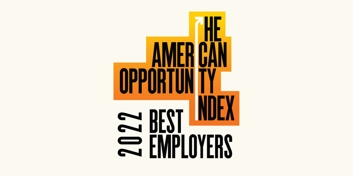 Opportunity. Upward mobility. Worker advancement. We are proud to be recognized among the American Opportunity Index’s Best Employers 2022 based on opportunities created for associates in roles open to non-college graduates 🏆: americanopportunityindex.org #AOI2022