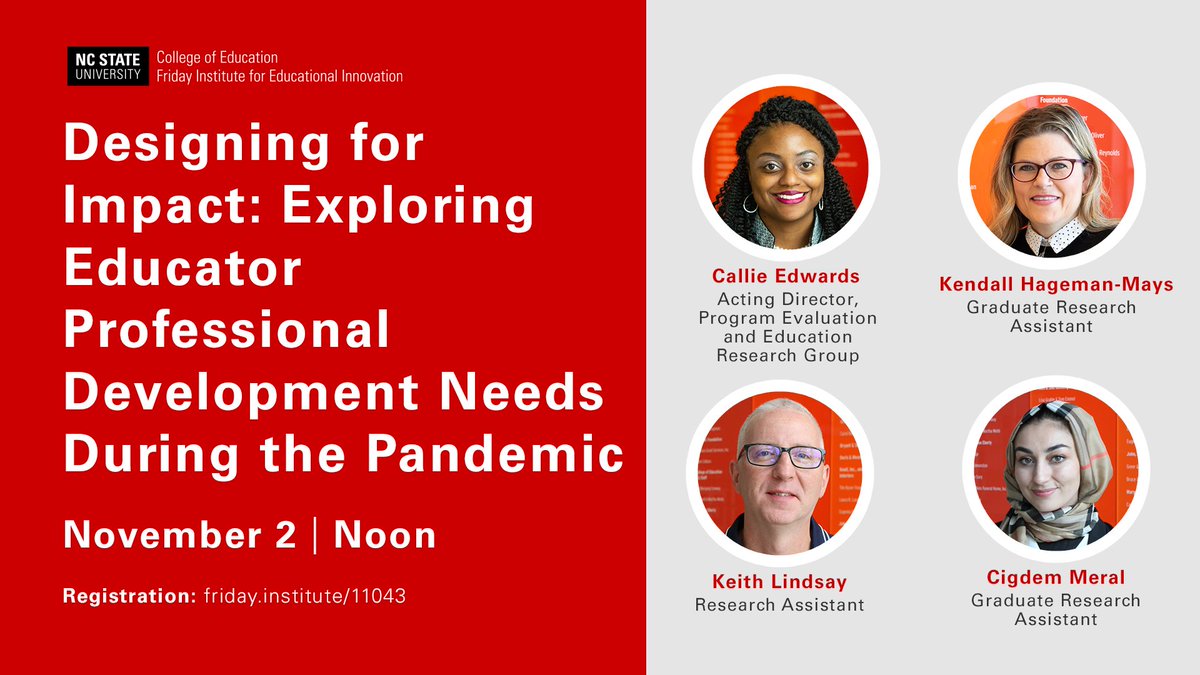 Friday Institute (@fridayinstitute) on Twitter photo In a recent Friday Institute study, educators shared their online #ProfessionalDevelopment needs during the pandemic. Learn more about what they shared + recommendations for educators + researchers during an upcoming webinar: bit.ly/3eDDv4u <a href="/drcallie_tweets/">Callie Womble Edwards, Ph.D.</a> @cheedemmera In a recent Friday Institute study, educators shared their online #ProfessionalDevelopment needs during the pandemic. Learn more about what they shared + recommendations for educators + researchers during an upcoming webinar: bit.ly/3eDDv4u <a href="/drcallie_tweets/">Callie Womble Edwards, Ph.D.</a> @cheedemmera