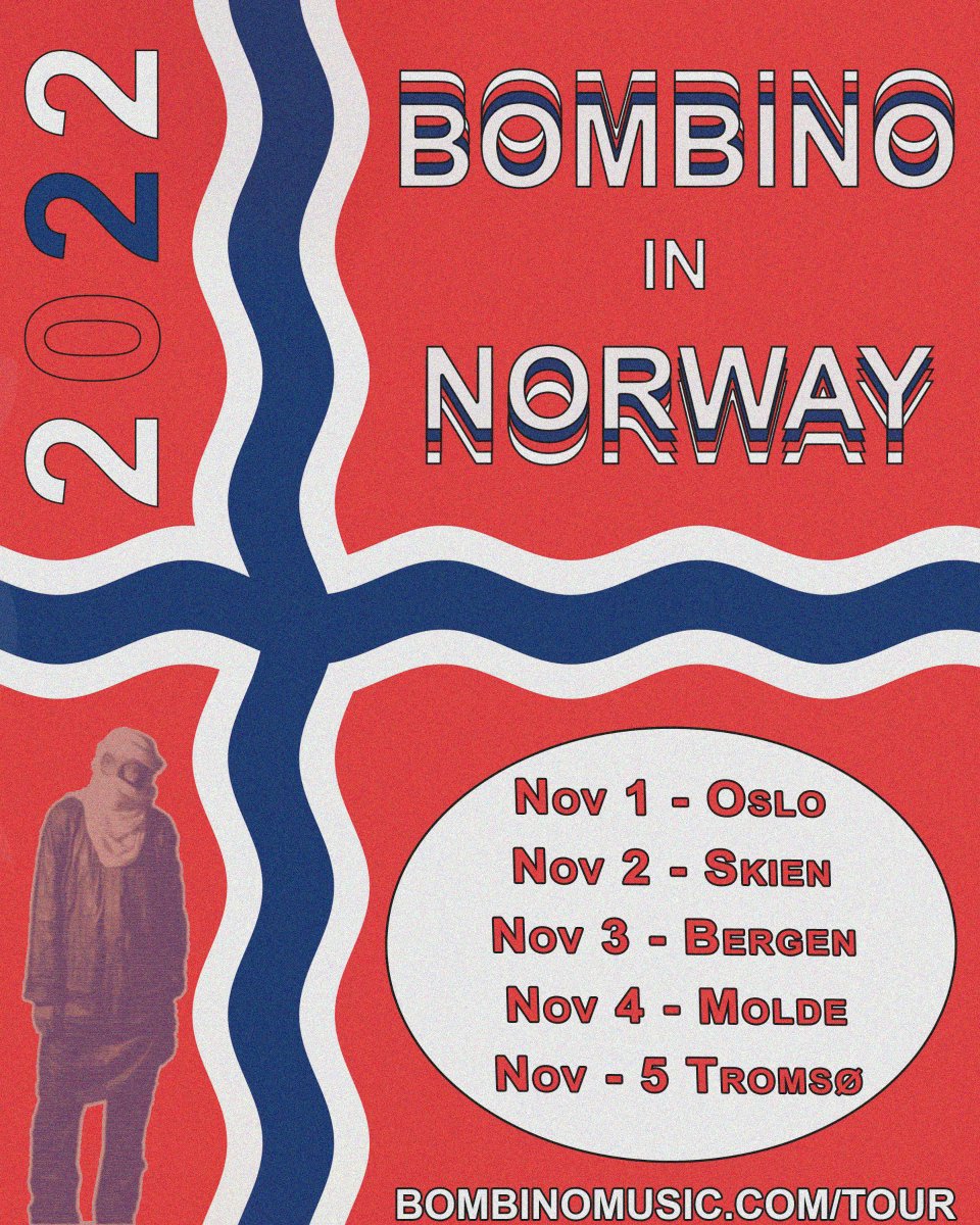 Excited to play shows in Norway next week! Nov. 1st - Cosmopolite Scene - Oslo Nov. 2nd - Ibsenhuset - Skien Nov. 3rd - @usfverftet - Bergen Nov. 4th - Gamle Kulturhuset - Molde Nov. 5th - Tromsø World Festival - Tromsø Info at bombinomusic.com/tour