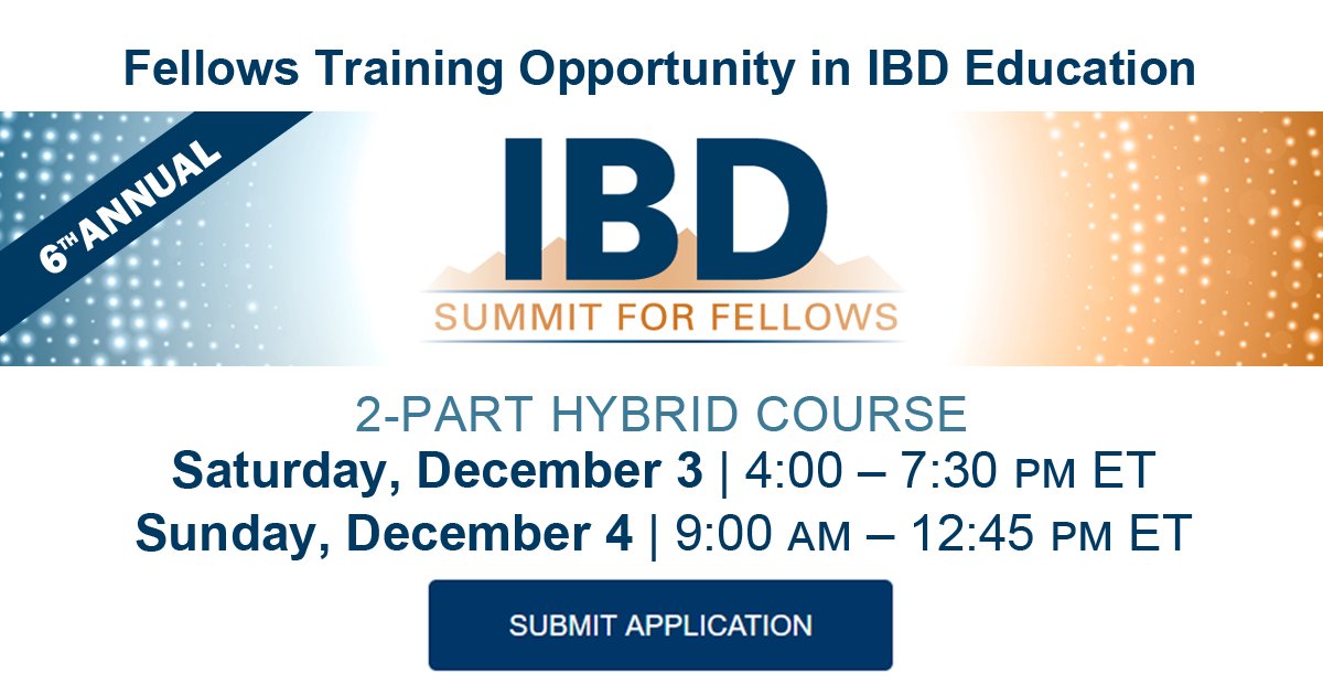 Vindico Medical Education (@vindicomeded) on Twitter photo Now accepting nominations for the 6th annual IBD Summit for Fellows! Join us for this free, intensive, and interactive hybrid CME summit, designed for gastroenterology fellows seeking advanced training for treating patients with IBD! IBDFellowsSummit.com <a href="/IBDMD/">David T. Rubin, MD</a> <a href="/DrCoreySiegel/">Corey Siegel</a> Now accepting nominations for the 6th annual IBD Summit for Fellows! Join us for this free, intensive, and interactive hybrid CME summit, designed for gastroenterology fellows seeking advanced training for treating patients with IBD! IBDFellowsSummit.com <a href="/IBDMD/">David T. Rubin, MD</a> <a href="/DrCoreySiegel/">Corey Siegel</a>