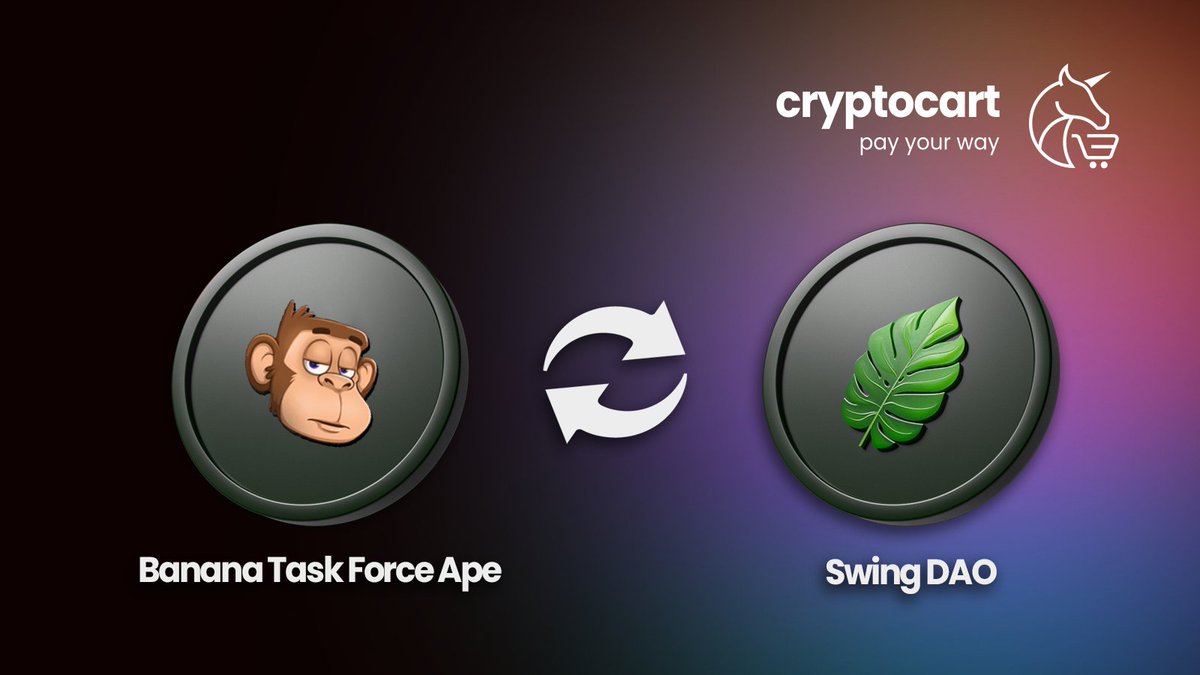 $CC X $SWING 🛒

The CryptoCart team are excited to announce the $BTFA to $SWING migration is now live on CryptoCart.

$SWING is now spendable on the Ethereum chain on CryptoCart.

giftcards.cryptocart.cc