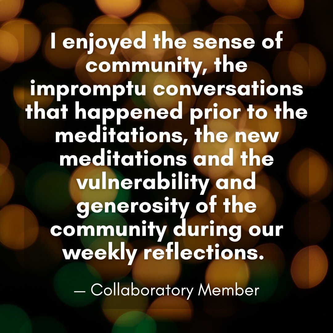 The Mindfulness Collaboratory is excited to invite you to learn about our upcoming program, the Mindfulness Collaboratory: Leading by Intention. 

RSVP at: forms.gle/baYr3RFZXWkZo8…

Participation costs underwritten by a grant from the Emily Hall Tremaine Foundation.