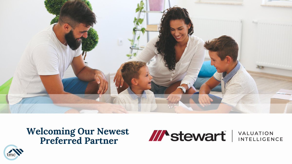 MtgCoop's tweet photo. TMC #preferredpartner, @StewartTitleCo, is offering something new to the #TMCfamily! Stewart Valuation Intelligence uses today's #technology to empower and enhance #business operations. Join us in welcoming this new division to the #PoweroftheNetwork! https://t.co/aw3QYCXkqz https://t.co/880Bq0vpOr