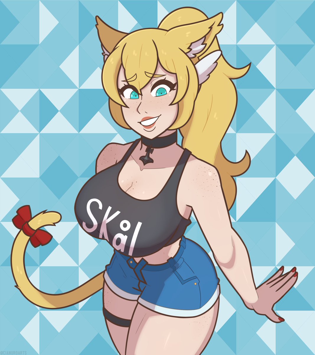RT @CianuroArts: Commission for @Thor_ChanVR! 

This norse neko loves their refreshing beverages https://t.co/leSyE30Mft