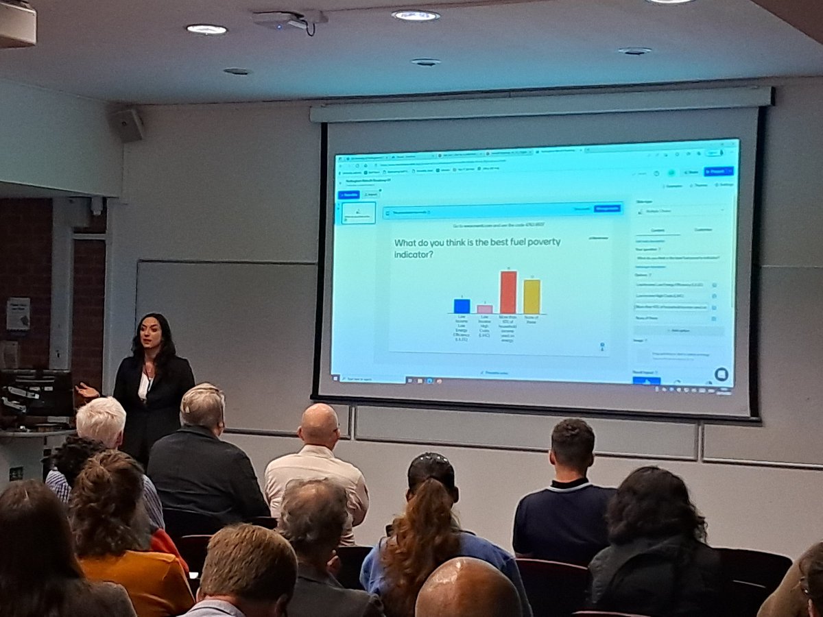 NottinghamCEDI's tweet photo. The only way we will achieve and #energyrevolution is by putting people at the core of the discussion. A very engaged audience at our #nottinghamretrofit event. Prof @luceliataranto shares the audience responses collected today. https://t.co/5Rpz8K64PP https://t.co/uuS6DoW4rr