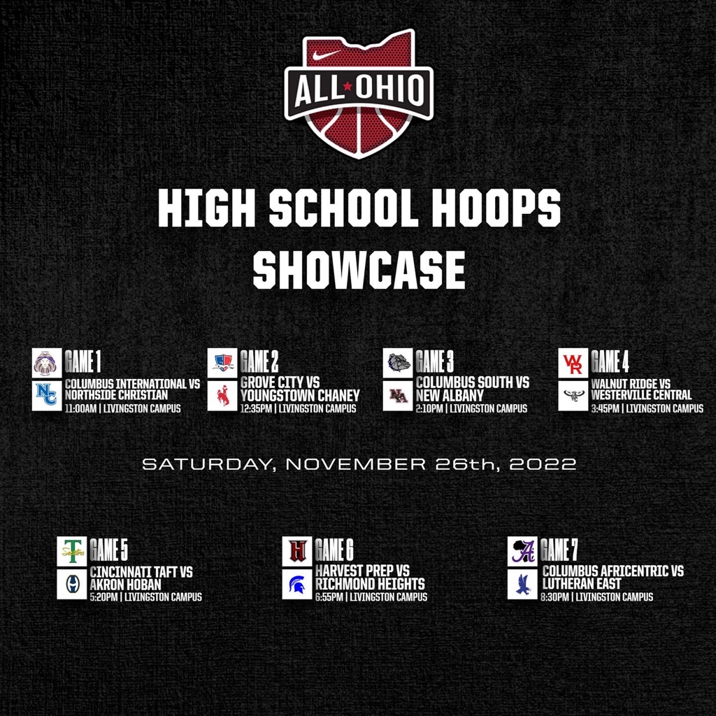 WE ARE BACK!!! Top teams, top prospects and some 🔥🔥🔥🔥🔥 matchups to start the season!!! Both Reynoldsburg High Schools will be the place to be on November 26th…check out this years slate!!! #AOHoopsShowcase