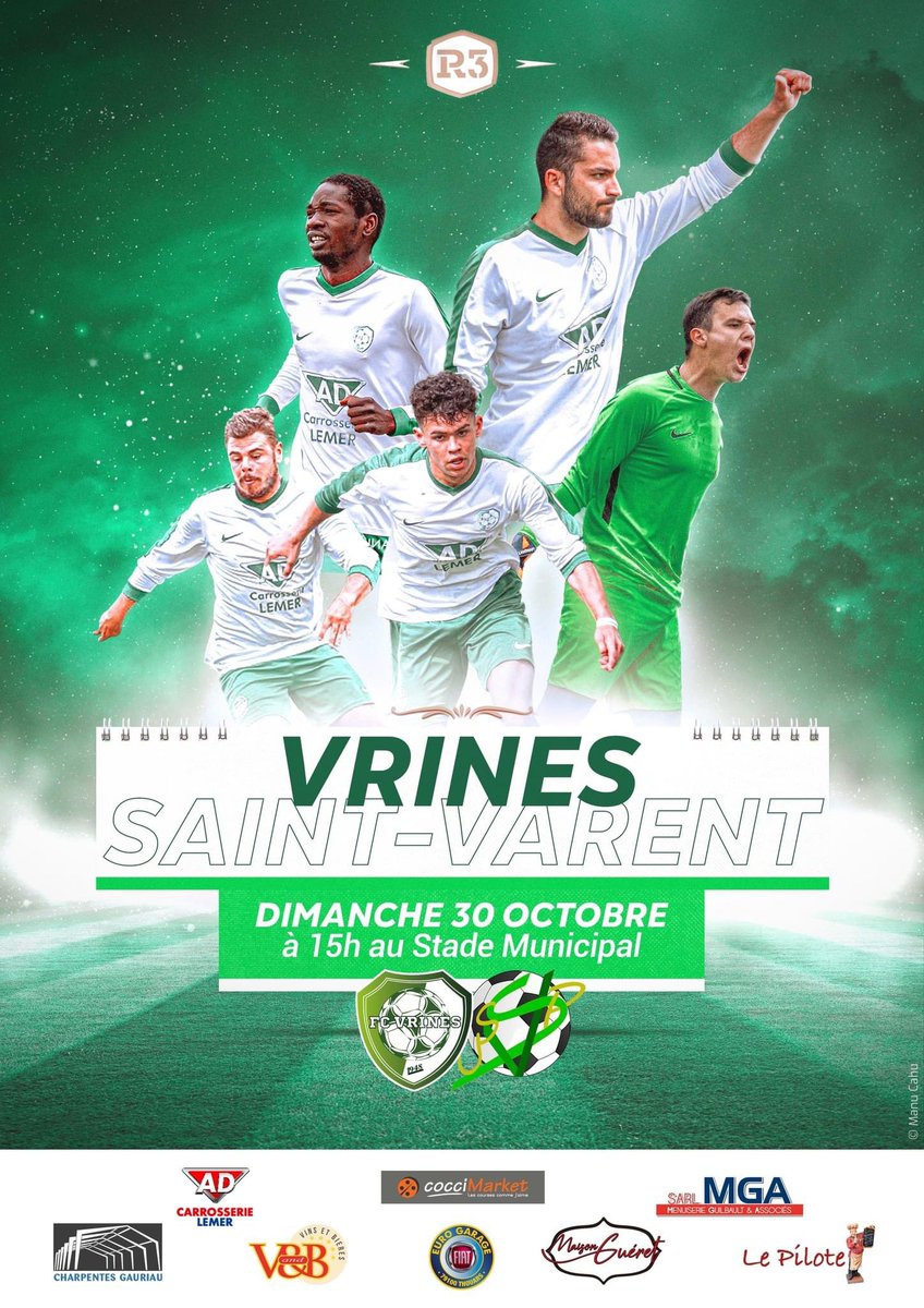 FCVRINES's tweet photo. 🔜 6ème Journée de Championnat de R3 🔥

📅 Dimanche 30 Octobre 2022 
🏟 Vrines
⌚️ 15h00

Fc Vrines 🟢⚪️ 🆚 US Saint-Varent Pierregeay 🟢⚫️.

Venez nombreux nombreuses encourager les Vert et Blanc 📣🟢⚪️ https://t.co/hIS3lyiH3i