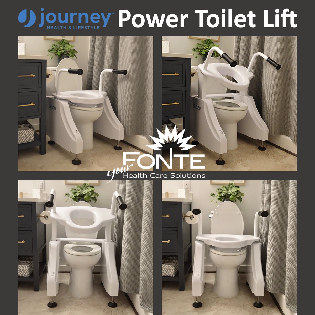 FonteSurgical's tweet photo. The Journey Power Toilet Lift slowly lowers you to sit and gently raises you up so you can more easily stand on your own. Simple to operate, works with almost all standard toilets, and includes a rechargeable battery and a wall outlet plug.
#accessibilitysolutions #bathroomsafety https://t.co/cY2sKyXnK9