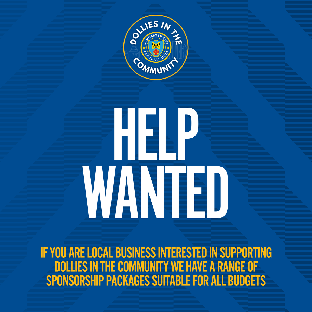 📣 | 𝗟𝗼𝗰𝗮𝗹 𝗦𝘂𝗽𝗽𝗼𝗿𝘁 𝗡𝗲𝗲𝗱𝗲𝗱

If you are local business interested in supporting Dollies in the Community we have a range of sponsorship packages suitable for all budgets.

We are also looking for volunteers to help run and support some of our sessions...

#LCFC