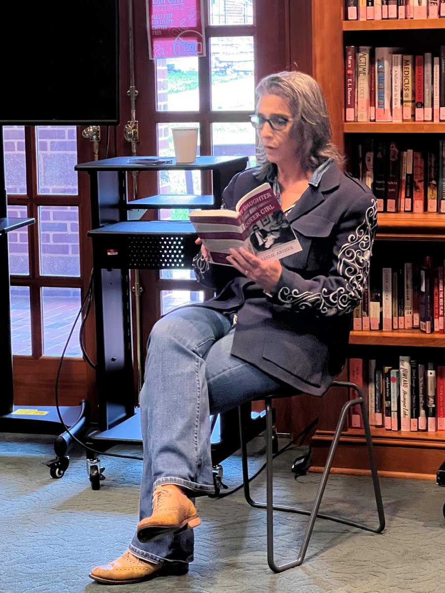 MadHuffLib's tweet photo. #MadeiraHuffLib was thrilled to host our first in person author talk in years! @LeslieAbsher ('83) read from her memoir "Spy Daughter, Queer Girl", and spoke with current students about family secrets, the art of writing, and the #MadeiraCommunity in the 1980s. #MadeiraInspired! https://t.co/EZneZacv8q