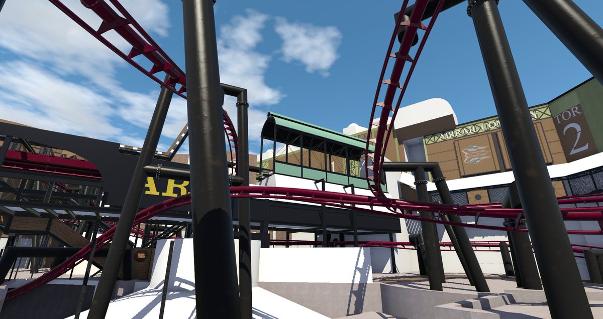 MissSm1l3r's tweet photo. More work! Detailing and fixing incorrect foundation shapes around the hotel area, and more environmental development with the launch structure, steel towers, and queue line 😁 #ProjectFly https://t.co/eQ9uJBp8Vv