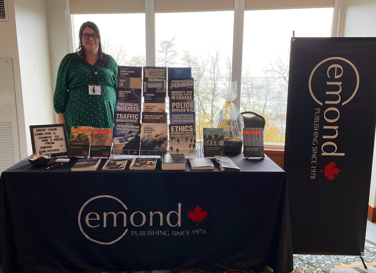 CAPE_ACIFP's tweet photo. Have you stopped by the @EmondPublishing booth at the #CAPE2022 Fall Conference? 
Our silver sponsor has a great draw prize up for grabs so get your business cards out and say hello to Jenna. #policefoundations #PoliceEducation #mentalhealth #cybercrime #emergencymanagement https://t.co/xvkl0oY7i4