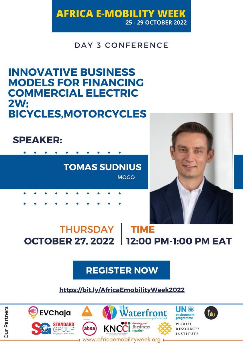 WISEe_Africa's tweet photo. Our very own Daphin Juma @DaphinJuma, will be the moderator at the Innovative Business Models for Financing Commercial Electric 2W panel on Thursday 27 October from 12 - 1 pm! Join her and hear from the speakers.

More details on the posters https://t.co/2fL74f2ddN