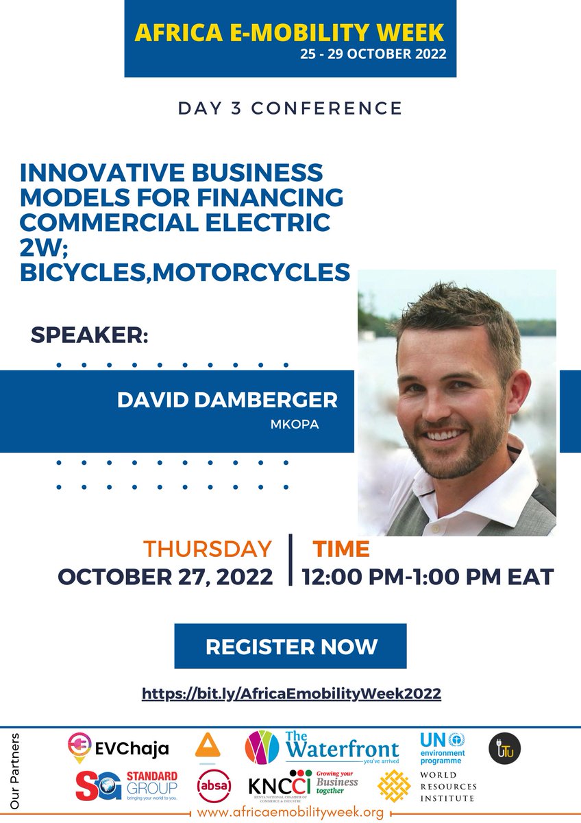 WISEe_Africa's tweet photo. Our very own Daphin Juma @DaphinJuma, will be the moderator at the Innovative Business Models for Financing Commercial Electric 2W panel on Thursday 27 October from 12 - 1 pm! Join her and hear from the speakers.

More details on the posters https://t.co/2fL74f2ddN