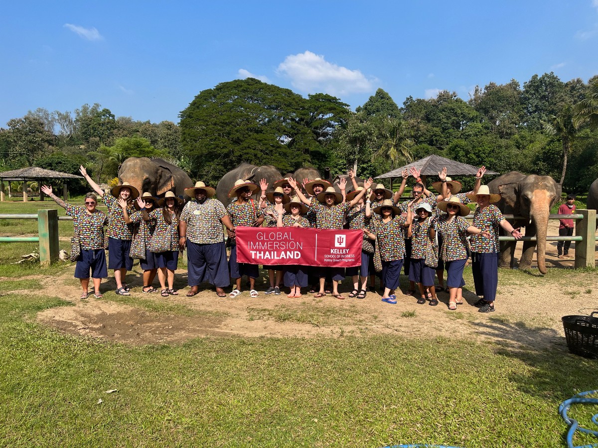 KelleySchool's tweet photo. The Kelley Direct #OnlineMBA immersion trip continues in Thailand, where students have visited companies to learn about sustainability and the Kanta Elephant Sanctuary to learn how they care for elephants previously used for entertainment or logging. #KDGlobal #KelleyDirect https://t.co/AveMbcJL0A
