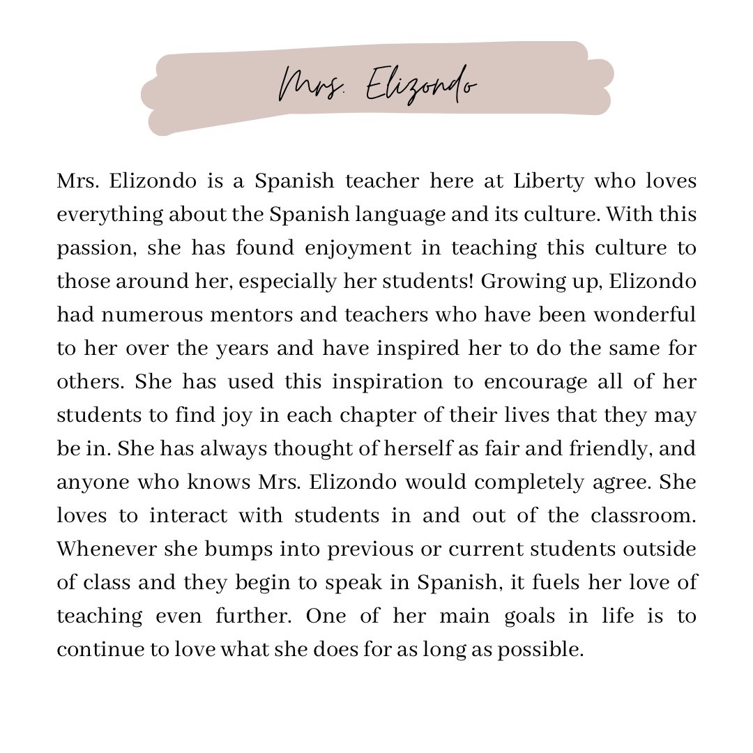 LibertyHumans's tweet photo. Mrs. Elizondo, Teacher! https://t.co/YmcvhGcp5w