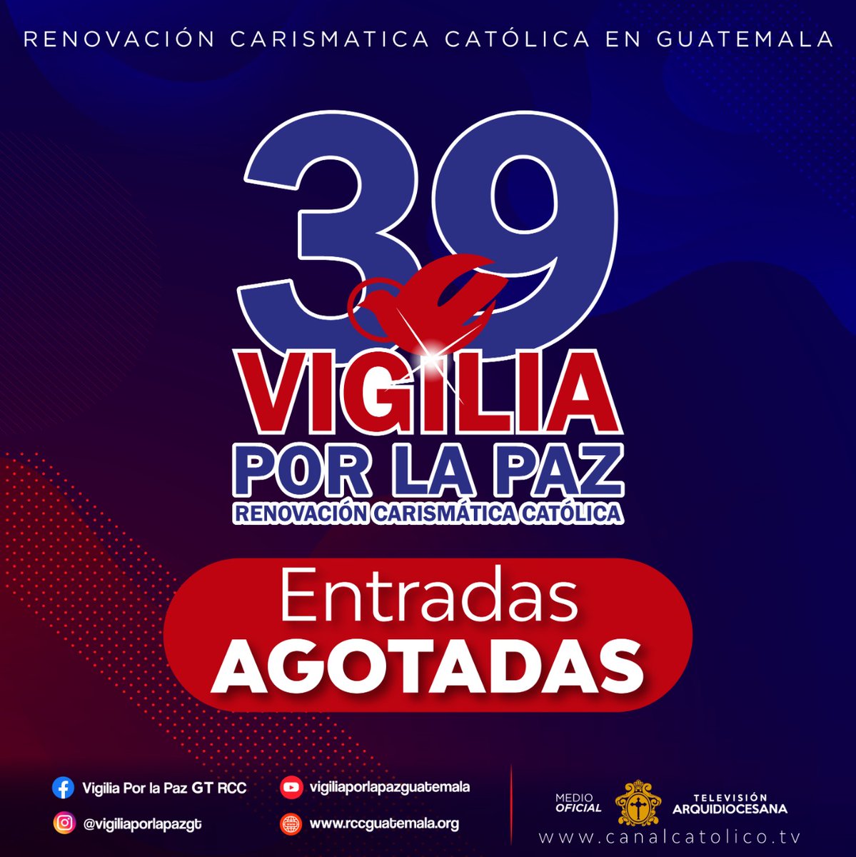 CanalCatolico63's tweet photo. ¡ATENCIÓN! ⚠️
Si no pudiste adquirir tus entradas a tiempo, puedes ser parte de la 39 #VigiliaPorLaPaz #ModoVirtual a través de nosotros.
Recuerda unirte a nuestra #TransmisiónEnVivo este #31Octubre a partir de las 19hrs. 

#TVA #TransmisiónEspecial #VigiliaPorLaPaz #Octubre https://t.co/sngRgy3H92