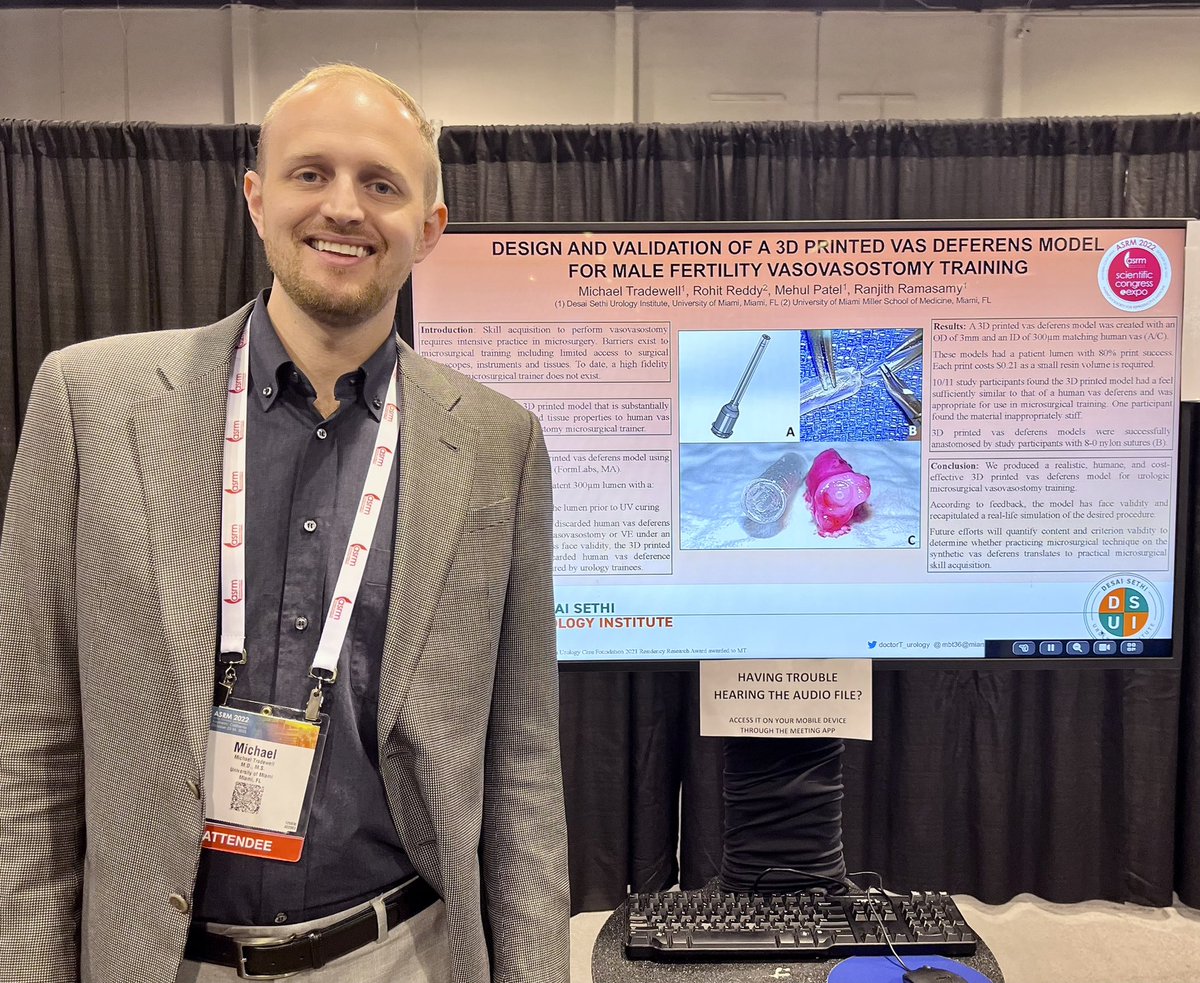Fantastic #asrm2022 in Anaheim! Glad to share our 3D VV 🔬 trainer validation data with leaders in the Infertility field @ReprodMed @ReprodMed_SMRU Thank you to @UrologyCareFdn for the support.