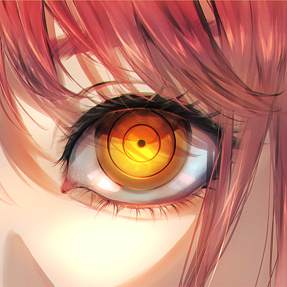 makima (chainsaw man) eye focus 1girl solo close-up bangs looking at viewer red hair  illustration images