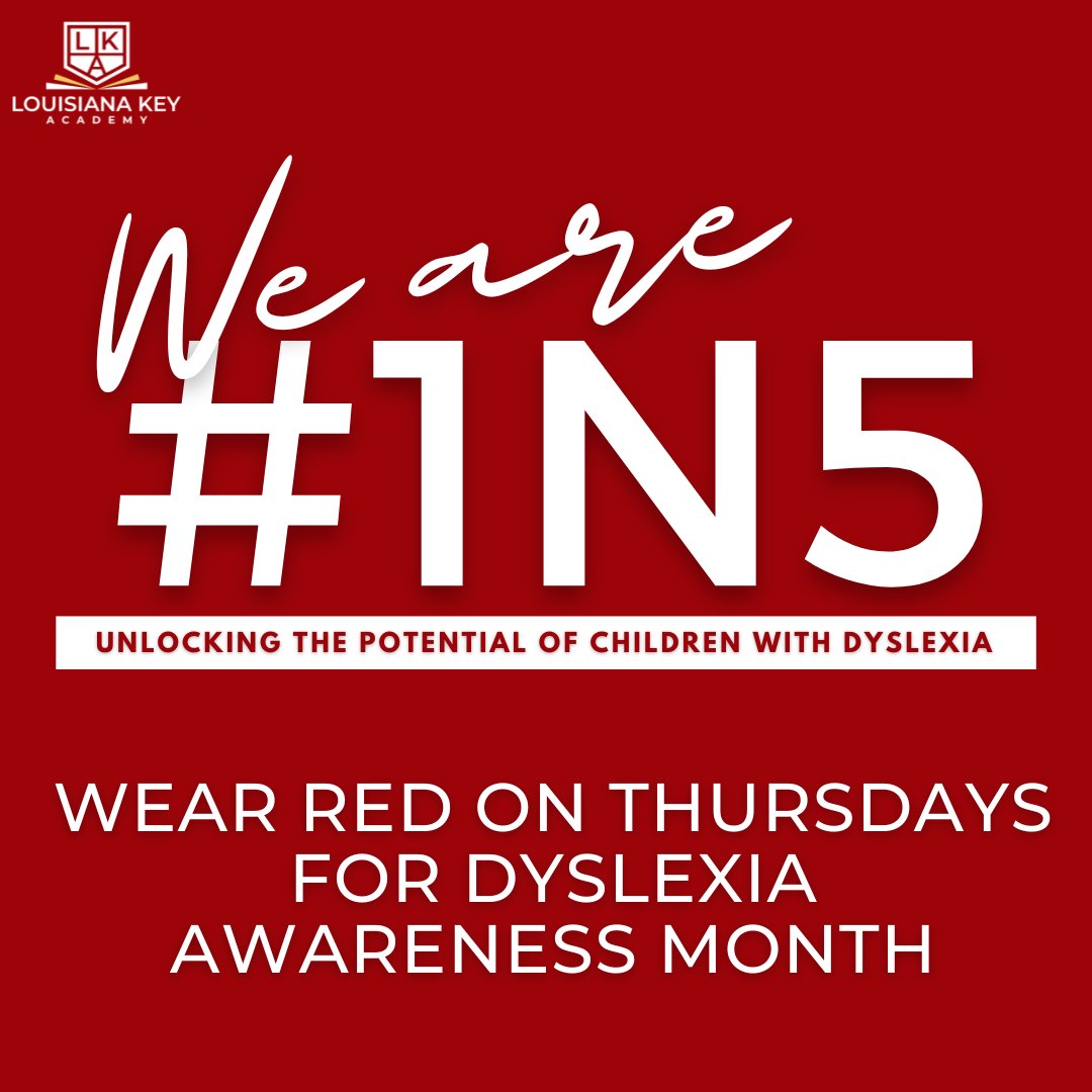 Join us in wearing RED for Dyslexia Awareness Month every Thursday in October! #lka #1n5 #dyslexia #dyslexiaawarenessmonth