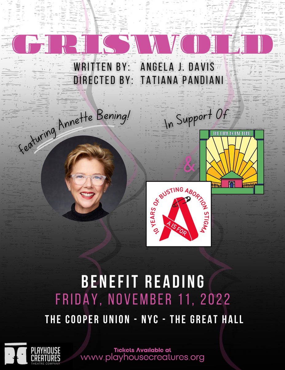 GRISWOLD: a benefit reading
!!FEATURING ANNETTE BENING!!
The Great Hall at The Cooper Union
November 11, 2022
7pm
TICKETS AVAILABLE NOW!
bit.ly/GriswoldBenefit