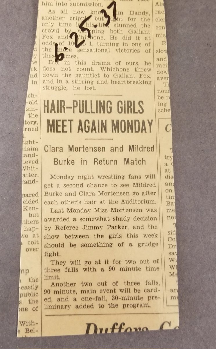 Great wrestling article headline from 1937 Memphis. @TheJimCornette