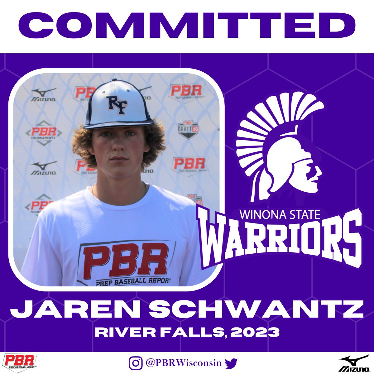 RHP Jaren Schwantz (River Falls, 2023) commits to Winona State. 

👤PROFILE: bit.ly/3N9I8zP