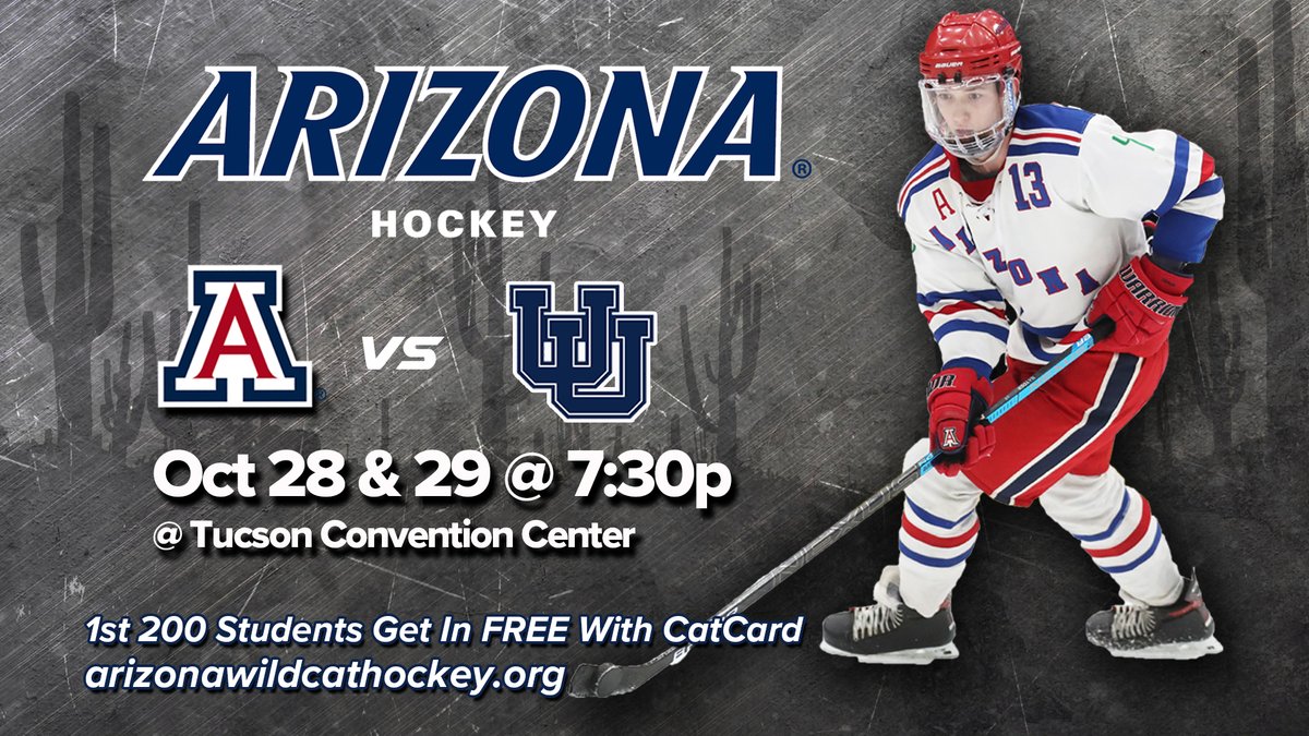 UAWildcatHockey's tweet image. Who wants to win some FREE tickets! We are giving away 4 FREE tickets to our game on Friday night at 7:30pm vs Utah! All you have to do is retweet this tweet! @whatsuptucson @VisitTucsonAZ @TCCTucson #BearDown #Giveaway #Free #HockeyTwitter #homecomingweek