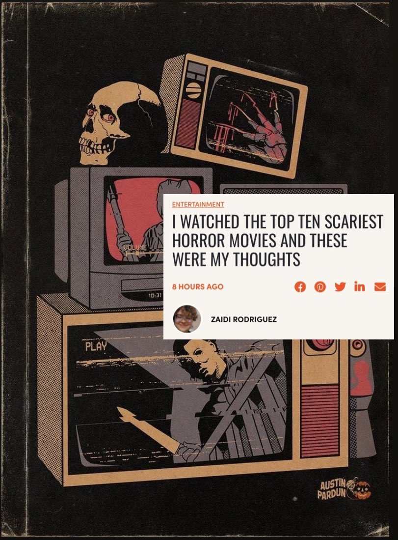 HerCampusUPR's tweet photo. Are you a fan of scary movies? 👻 Make sure to read Zaidi Rodriguez's #Halloween article "I Watched The Top Ten Scary Movies And These Were My Thoughts" 🎃

https://t.co/B9eclb9dDH https://t.co/vmRBgStlfG