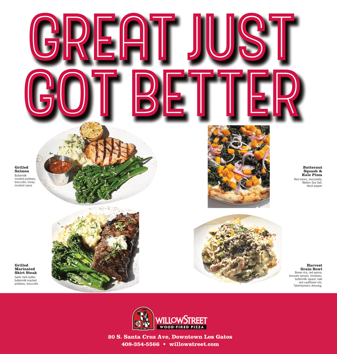 WillowStreet's tweet photo. Great food is the foundation of happiness. 😌 Stop in and try our delicious cuisine! 🍽️

🍕https://t.co/hIsFATSSmw
 
🍕20 South Santa Cruz Avenue, Los Gatos, CA 
 
#willowstreet #pizza #foodie #california #bayarea #bayareafood #bestfood #healthy #healthyliving #topfoodnews https://t.co/BkSHKDO9mt