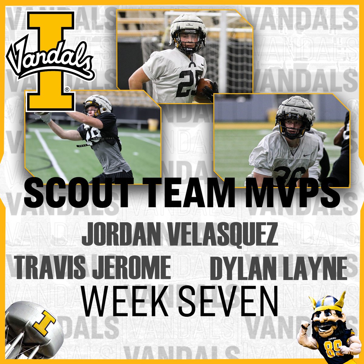 The scout team was solid all week and helped the Vandals get ready for Saturday. Here are your Scout Team Players of the Week. #GoVandals