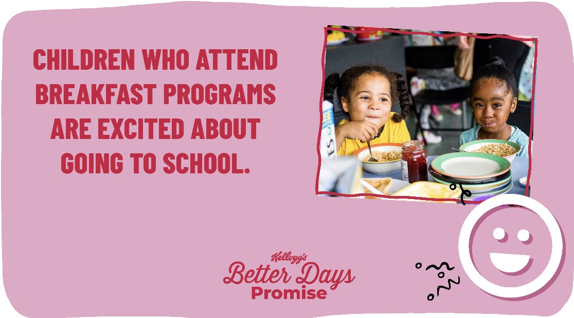 One easy way to help kids get excited about going to school? Serve school breakfast!   According to new research, children who attend breakfast programs are excited about going to school.   Learn about this and other social benefits: newsroom.kelloggcompany.com/SchoolBreakfast