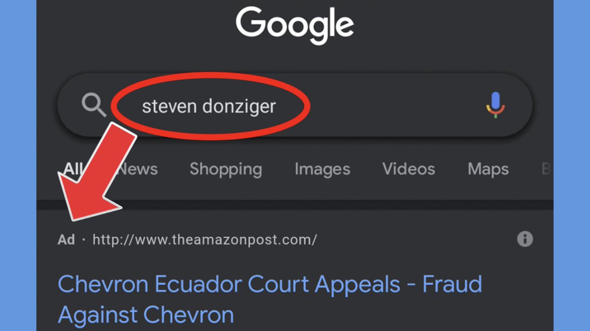 BREAKING: Just learned from a trusted source that Chevron paid @Google for over 9,000 false and defamatory ads targeting me for my work in helping Amazon peoples win a historic pollution case against the company. This is a damn outrage. Google must ban @Chevron's misinformation.